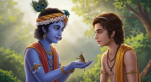 Lord Krishna with forest monster